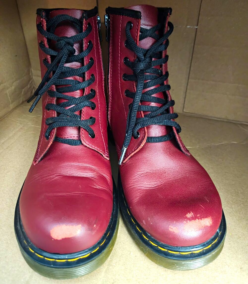 Dr. Martens 1460 Y Cherry Red Leather 8 Eye Side Zip Boots Women’s 6 UK 4
